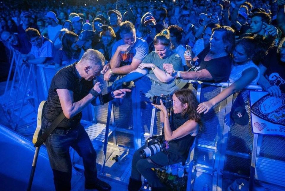 Bruce Springsteen and sister Pamela Springsteen photographed at the E Street Band's Aug. 26 show at Gillette Stadium in Foxborough, Mass. by Rob DeMartin.