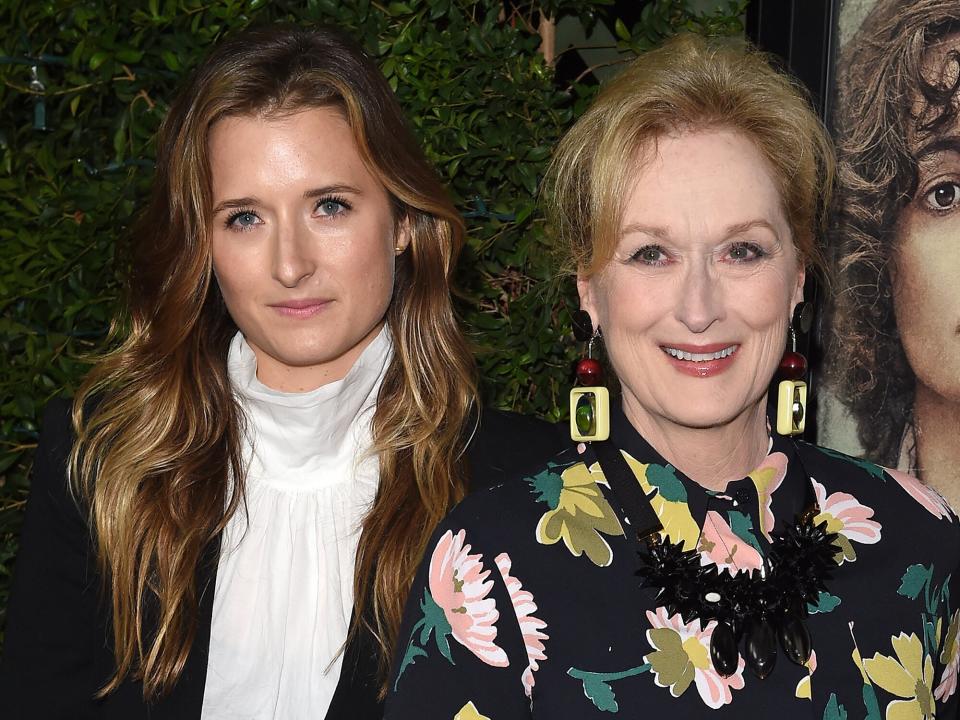 Meryl Streep (R) and daughter Grace Gummer arrive at the Los Angeles Premiere Of Focus Features' 'Suffragette' at Samuel Goldwyn Theater on October 20, 2015 in Beverly Hills, California