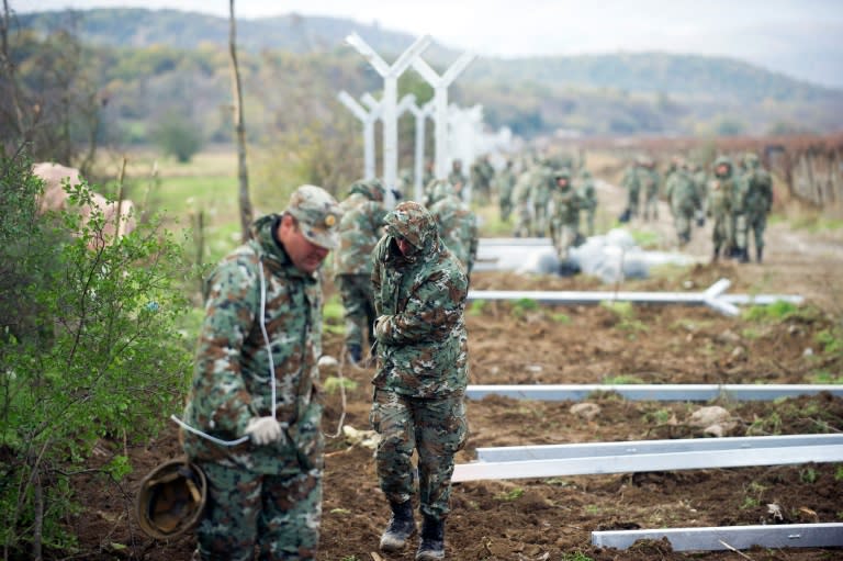 The Macedonian army is building a border fence on its border with Greece on November 28, 2015