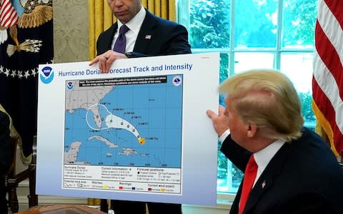 The map appeared to have been altered with a black marker to include Alabama - Credit: Chip Somodevilla/Getty&nbsp;