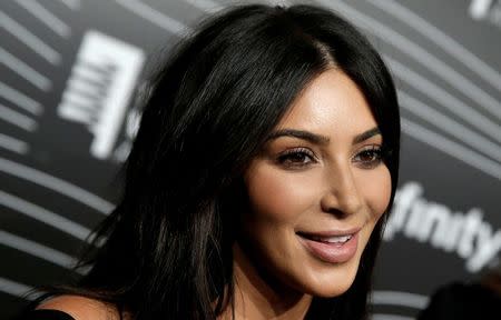 Kim Kardashian West participates in a television interview as she arrives for the 20th Annual Webby Awards in Manhattan, New York, U.S., May 16, 2016. REUTERS/Mike Segar/File Photo