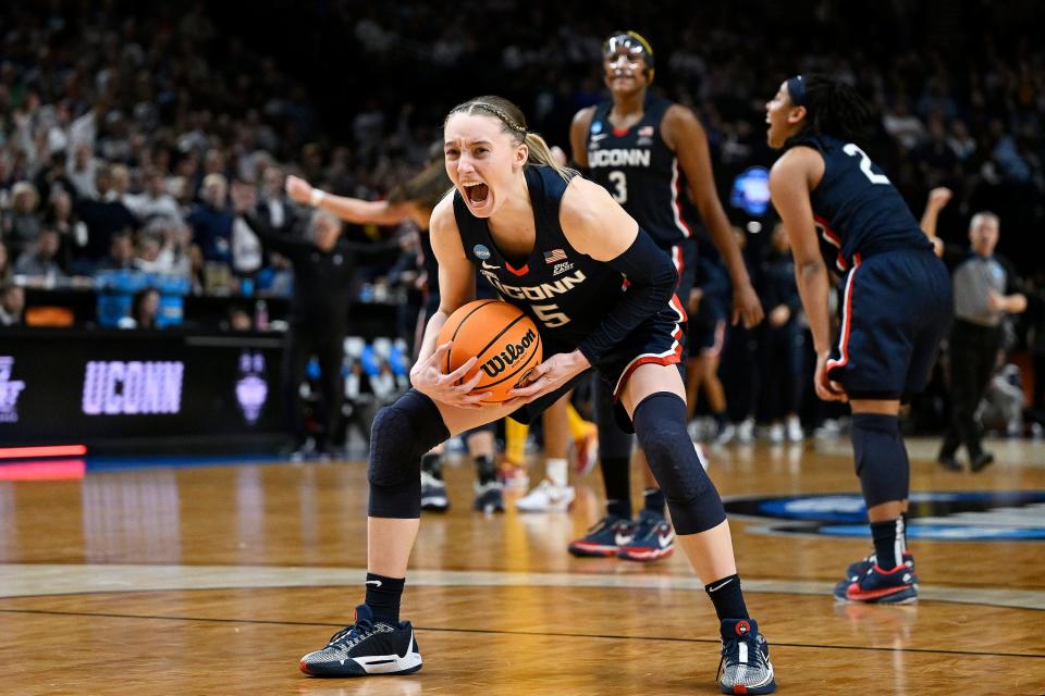 Paige Bueckers and the UConn Huskies will battle the Iowa Hawkeyes in the Final Four.