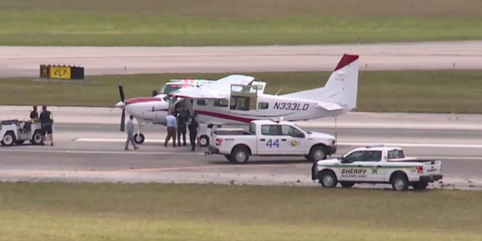 A small aircraft on the runway at Palm Beach International Airport. (TODAY)