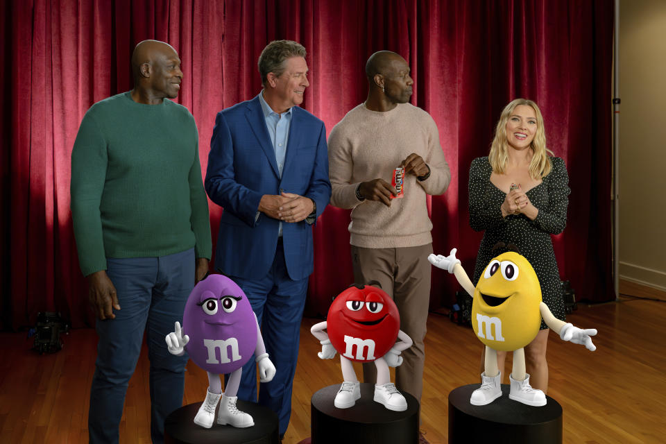 This image provided by M&M'S shows the M&M's 2024 Super Bowl NFL football spot. ( M&M's via AP)
