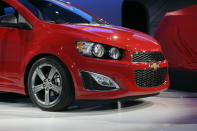 Along with the youth-targeted Code 130R and Tru 140S concepts, Chevrolet has revealed the 2013 Chevrolet Sonic RS at the 2012 Detroit Auto Show. The hot-hatch version of the budget five-door, it features the same 138-horsepower turbo as the standard Sonic but with a sportier suspension, four-wheel disc brakes, a tuned exhaust and RS-trimmed seats. Exterior tweaks include a slightly altered front bumper, side ground effects and a spoiler.