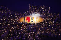 <p>A general view during the Opening Ceremony of the PyeongChang 2018 Winter Olympic Games at PyeongChang Olympic Stadium on February 9, 2018 in Pyeongchang-gun, South Korea. (Photo by Richard Heathcote/Getty Images) </p>