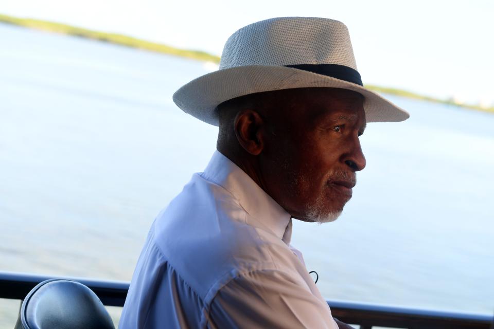 Highwaymen artist Charles Walker sits for an interview for a documentary about the group on Tuesday, Oct. 12, 2021, at Chuck's Seafood in Fort Pierce. The documentary is being produced for the future Highwaymen museum honoring the group of Black artists known for their depictions of the natural Florida landscape.