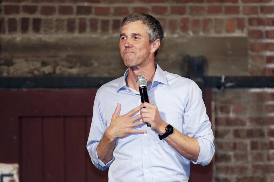 Beto O'Rourke, Texas Democratic gubernatorial candidate, addresses supporters at his Election Night event Tuesday, Nov. 8, 2022, in El Paso, Texas. (AP Photo/LM Otero)