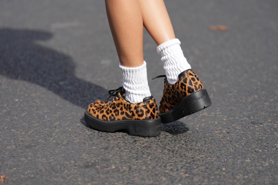 Cheetah-print derby shoes