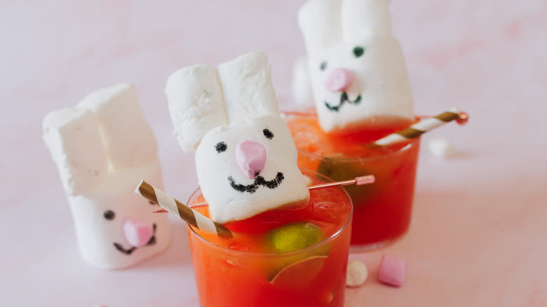 Three bunny topped drinks