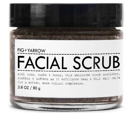 What’s not to love about a simple black and white label and natural ingredients? This scrub utilizes oat flour, clay, honey and pure essential oils, to give your face a deep but gentle exfoliation. Fig & Yarrow Facial Scrub ($14)