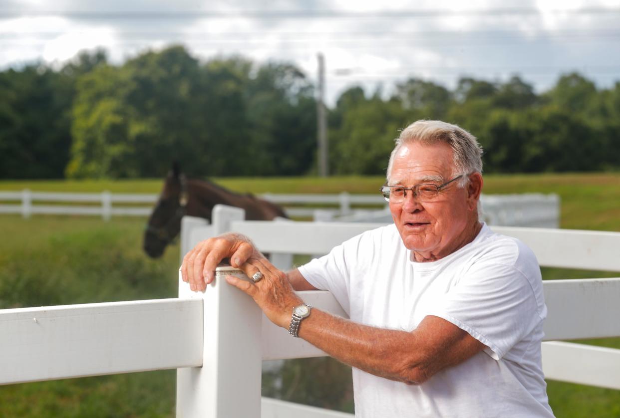 Dr. Luel Overstreet of Corydon, Ky. has been a veterinarian for five decades and horse trainer and owner as well. He says there's been fewer vets entering the profession. Sept. 6, 2023.  