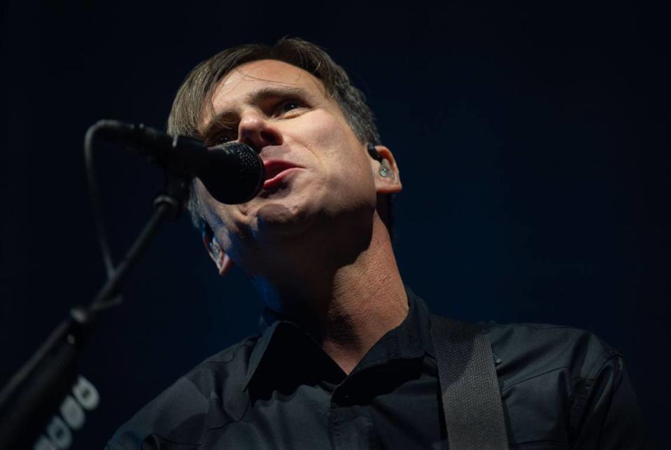 Jimmy Eat World lead vocalist and lead guitarist Jim Adkins opens for Fall Out Boy on Sunday, March 4, 2024, at Golden 1 Center.