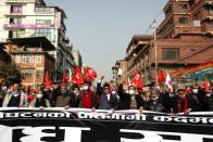 Protest against the dissolution of parliament in Kathmandu