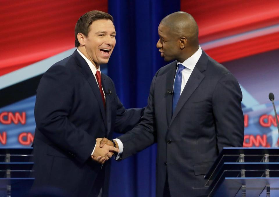 DeSantis narrowly defeated then-Democratic rising star Andrew Gillum in 2018 – more convincing victories would follow (Getty Images)