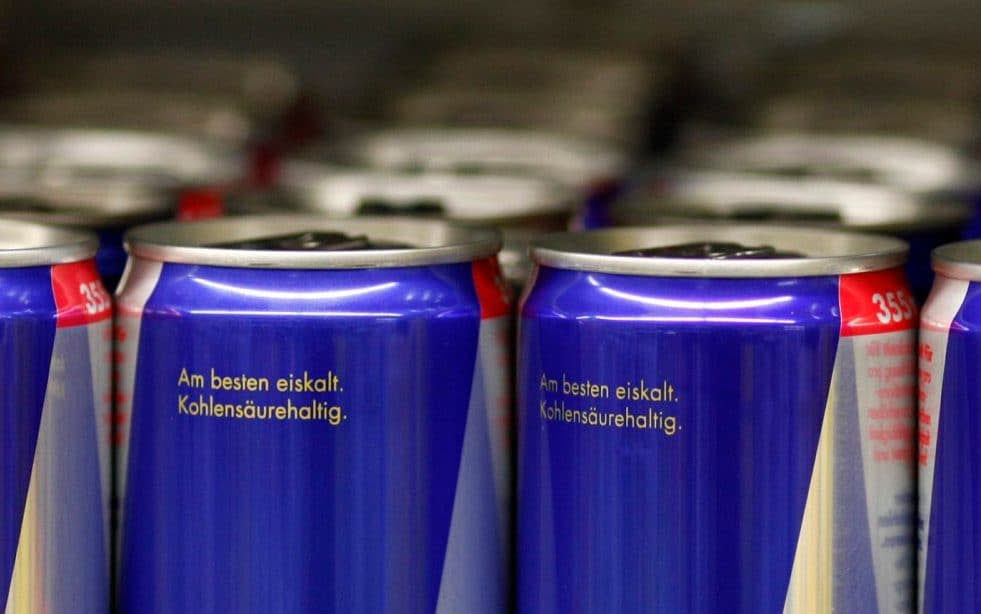 Energy drink cans on a supermarket shelf - Reuters