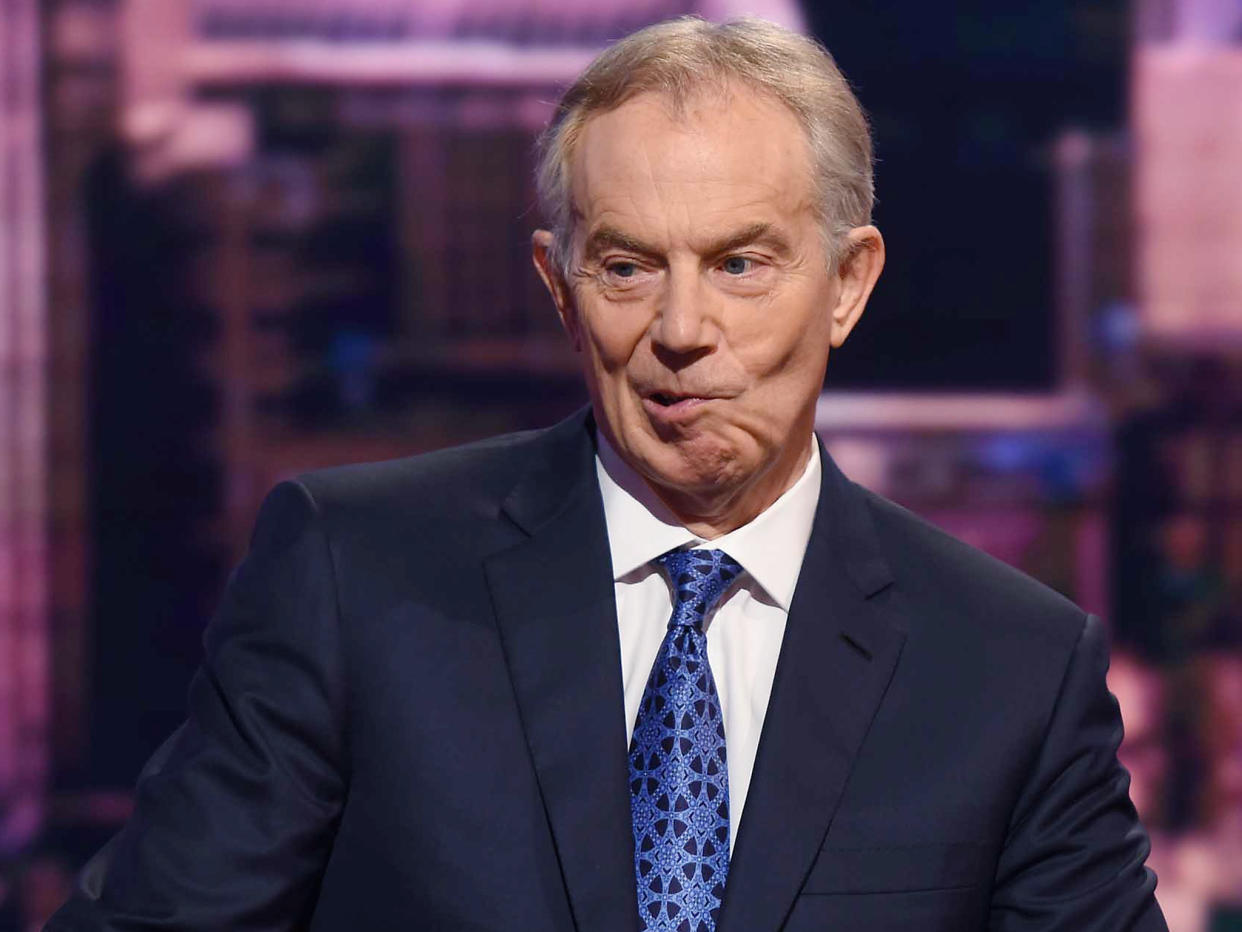 BBC handout photo of former prime Minister Tony Blair as he appears on the BBC1 current affairs programme, The Andrew Marr Show: BBC