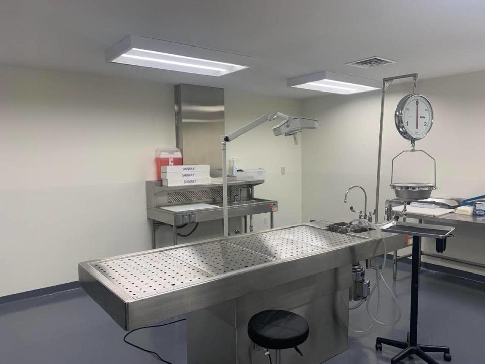 The unused autopsy suite in the Coroner’s office.