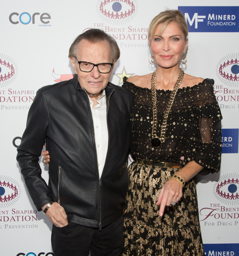 BEVERLY HILLS, CA - SEPTEMBER 07:  Larry King (L) and Shawn King arrive for The Brent Shapiro Foundation Summer Spectacular on September 7, 2018 in Beverly Hills, California.  (Photo by Gabriel Olsen/WireImage)