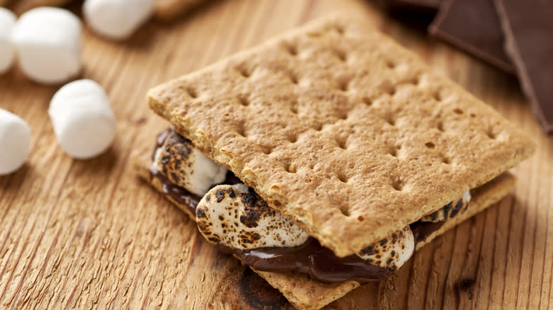 Close up of s'more 