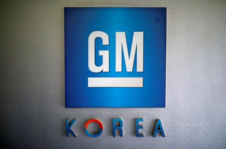 FILE PHOTO: The logo of GM Korea is seen at its Bupyeong plant in Incheon, South Korea March 29, 2018. REUTERS/Kim Hong-Ji/File Photo