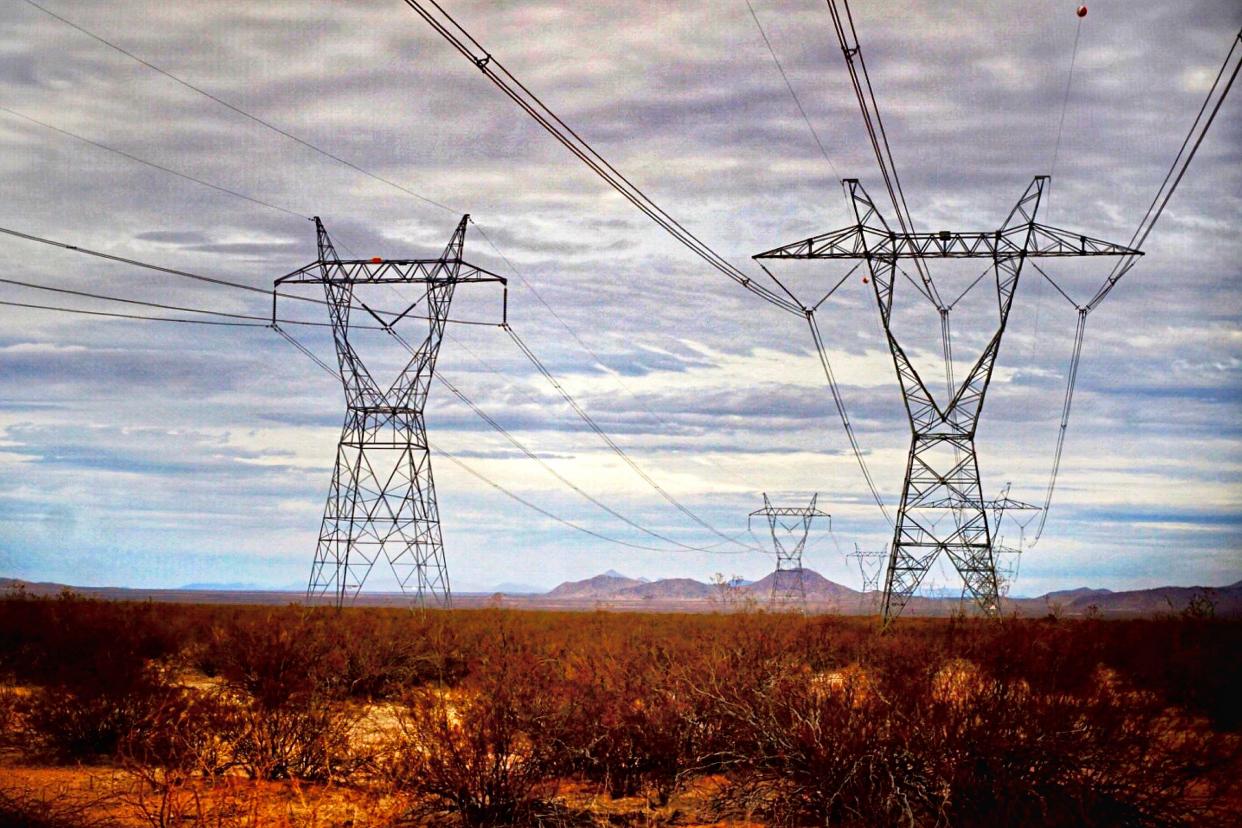 powerlines and the horizon of the Mojave Desert