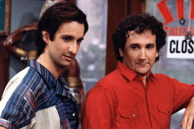 <p>ABC Photo Archives/Disney General Entertainment Content via Getty</p> Bronson Pinchot and Mark Linn-Baker in ''Perfect Strangers'
