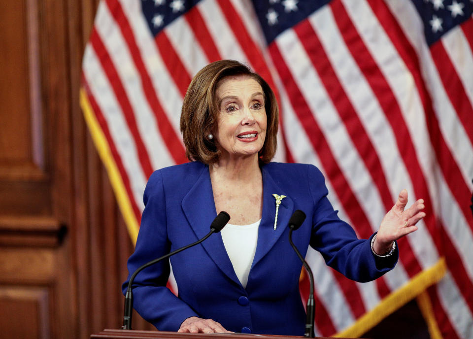 House Speaker Pelosi holds coronavirus aid bill signing ceremony at the U.S. Capitol in Washington