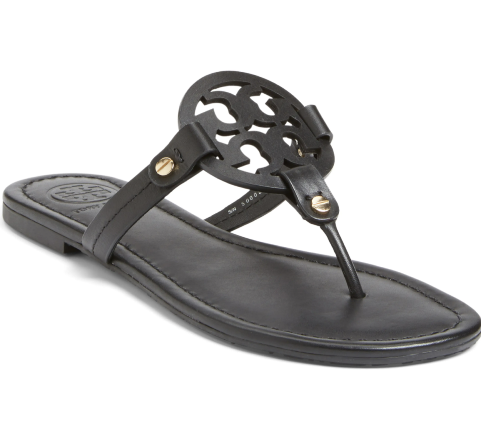 Tory Burch Miller Flip Flop in Black Leather