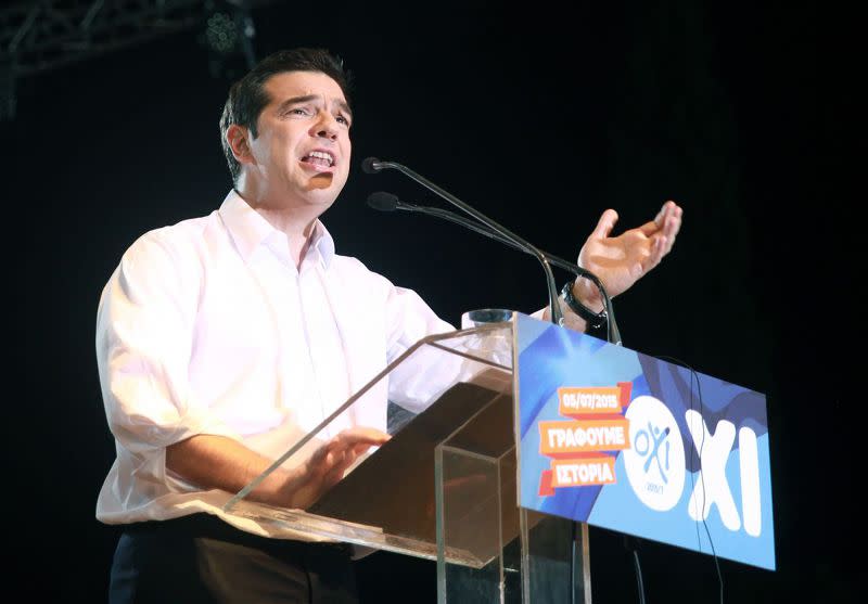 希臘公投在即，總理齊普拉斯（Alexis Tsipras）呼籲選民投下反對票（美聯社）