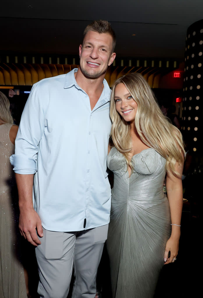 NEW YORK, NEW YORK - MAY 16: Rob Gronkowski and Camille Kostek attend the Sports Illustrated Swimsuit 2024 Issue Release and 60th Anniversary Celebration at Hard Rock Hotel New York on May 16, 2024 in New York City. (Photo by Mike Coppola/Getty Images for Sports Illustrated Swimsuit)