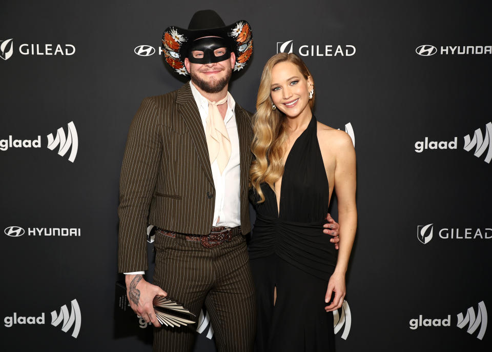 Orville Peck and Jennifer Lawrence attend the 35th Annual GLAAD Media Awards New York