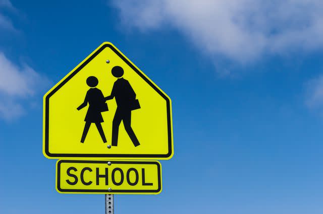 <p>Getty</p> Stock image of a school warning sign