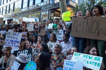 FILE PHOTO: Swedish activist Greta Thunberg participates in a youth climate change protest in front of the United Nations Headquarters in Manhattan