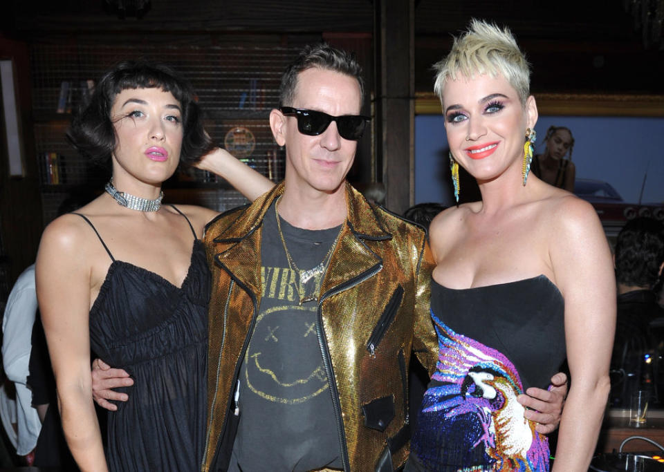 WEST HOLLYWOOD, CA - AUGUST 27:  (L-R) Mia Moretti, Katy Perry and Jeremy Scott at UGG x Jeremy Scott Collaboration Launch Event at The h.wood Group's 'Poppy' on August 27, 2017 in West Hollywood, California.  (Photo by Donato Sardella/Getty Images for UGG)