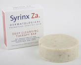 <b><a href="http://www.syrinxza.com/" rel="nofollow noopener" target="_blank" data-ylk="slk:Syrinx Za Deep Cleansing Therapy Bar, £13;elm:context_link;itc:0;sec:content-canvas" class="link ">Syrinx Za Deep Cleansing Therapy Bar, £13</a></b><br>New on the scene, this all-natural skincare range is packed with organic ingredients that help mend skin complaints such as acne, eczema and psoriasis. Containing Zander from the mud found in the lakes of Eastern Europe, Argan oil, turmeric and tea tree oil, use with water twice a day. We rather liked following it with the brand’s Moisturising Therapy Balm (£16.80).