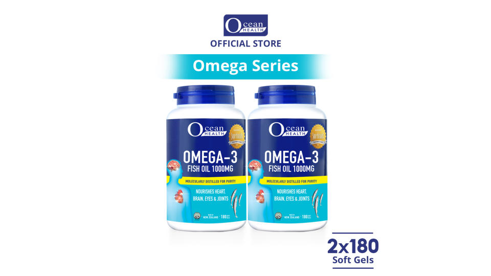 [Value Pack] Ocean Health Omega-3 Fish Oil 1000mg (180s x 2). (Photo: Lazada SG)