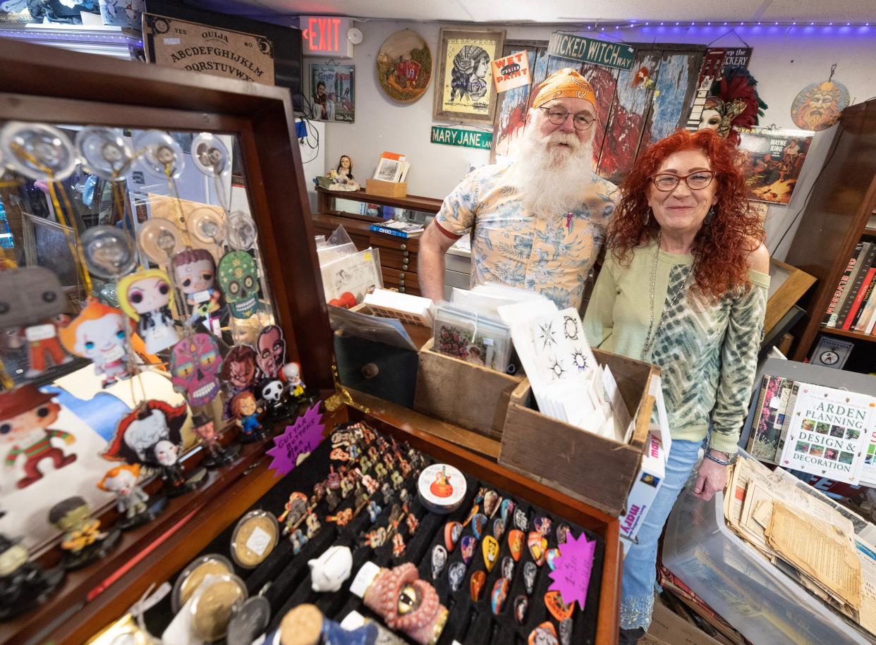 The Backroad Gypsy Oddities & Collectibles co-owners Dave Hale, left, and Shelly Daniel are fans of unique gifts and antiques. The shop has between 20,000 and 30,000 items at its location at 109 Lincoln Way W in Massillon.