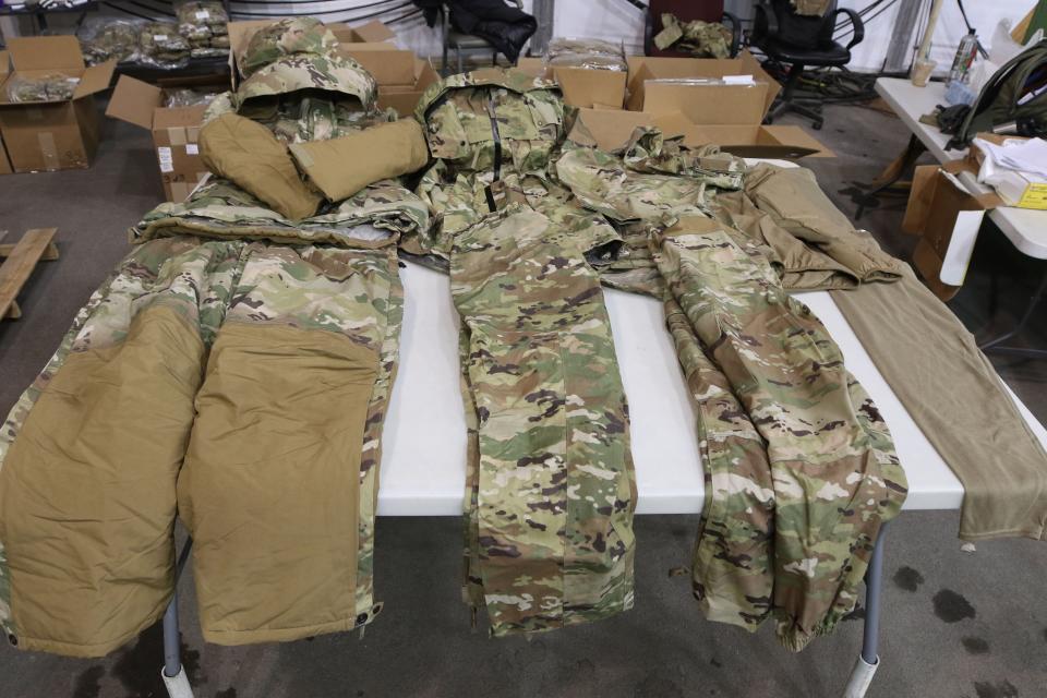 About 30 10th Mountain Division soldiers received the prototype cold temperature and Arctic protection system, Jan. 23, 2020, for testing over the winter. (Pfc. Anastasia Rakowsky/Army)