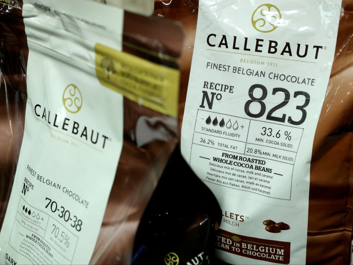 Products of chocolate and cocoa product maker Barry Callebaut are displayed during  the company's annual news conference in Zurich (REUTERS)