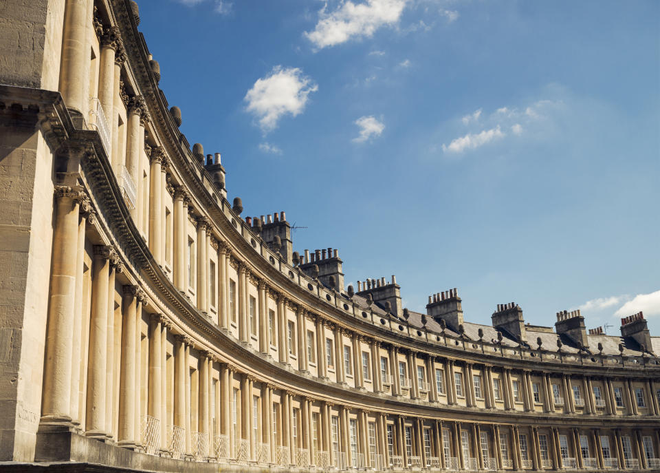 The Royal Crescent in Bath features in Bridgerton. (Getty Images)