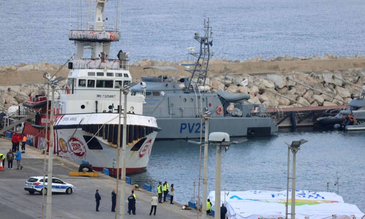 <span>A Cyprus government spokesperson said the exact time of departure would not be made public for ‘security reasons’.</span><span>Photograph: Katia Kristodoulou/EPA</span>
