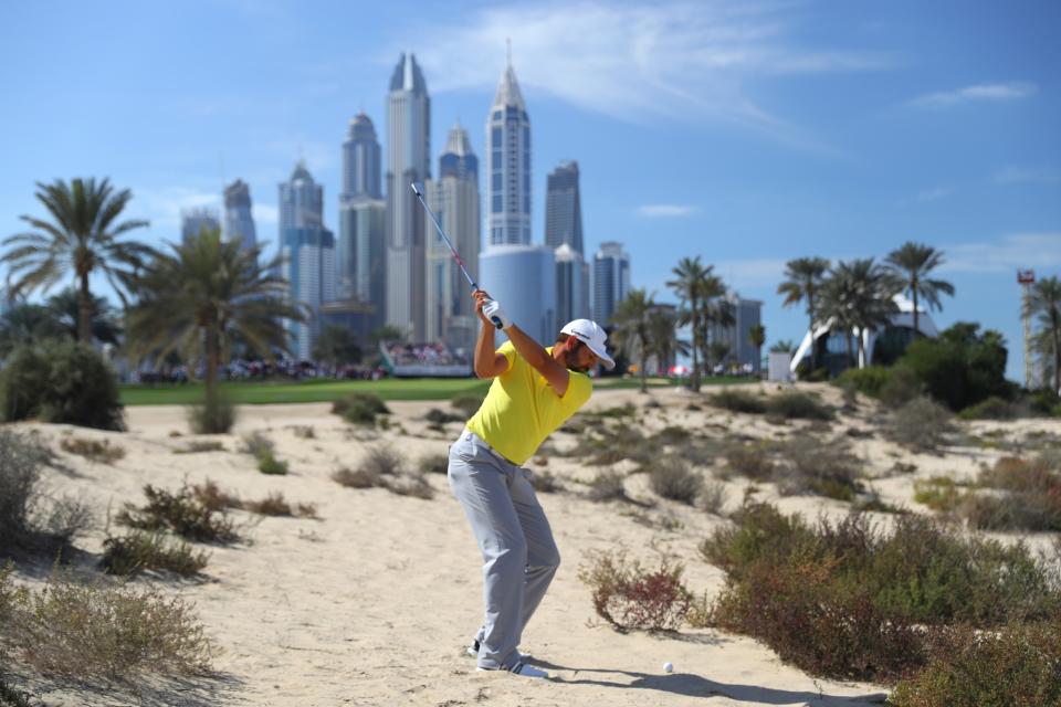 <p>DUBAI, UNITED ARAB EMIRATES – FEBRUARY 05: Sergio Garcia of Spain hits his second shot on the 8th hole during the final round of the Omega Dubai Desert Classic at Emirates Golf Club on February 5, 2017 in Dubai, United Arab Emirates. (Photo by Warren Little/Getty </p>