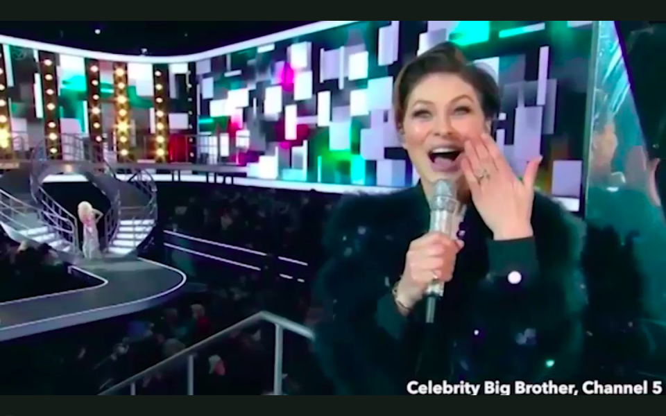 The show's host panics. Source: Celebrity Big Brother