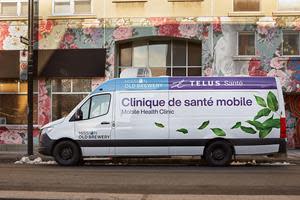 A photo of the Old Brewery Mission Mobile Health Clinic, powered by TELUS Health. Credit: Martin Laporte