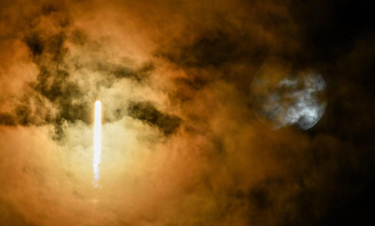 A SpaceX Falcon 9 rocket lifts off from Cape Canaveral Space Force Station, FL Thursday, August 31, 2023. The rocket is carrying 22 Starlink satellites.