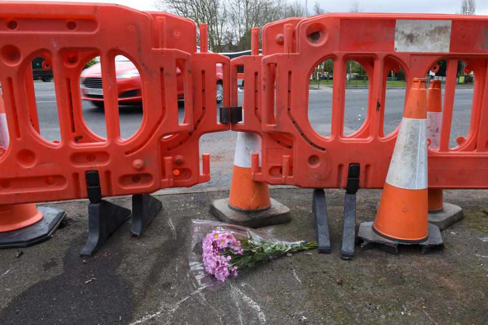 Flowers are left at the scene of the fatal crash in Wolverhampton (Caters)