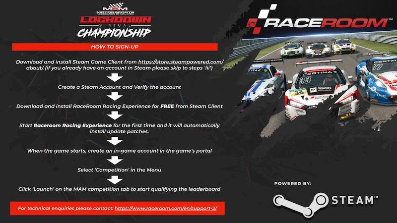 Follow these steps to sign up for the MAM Virtual Lockdown Championship. — Photo courtesy of Motorsport Association of Malaysia