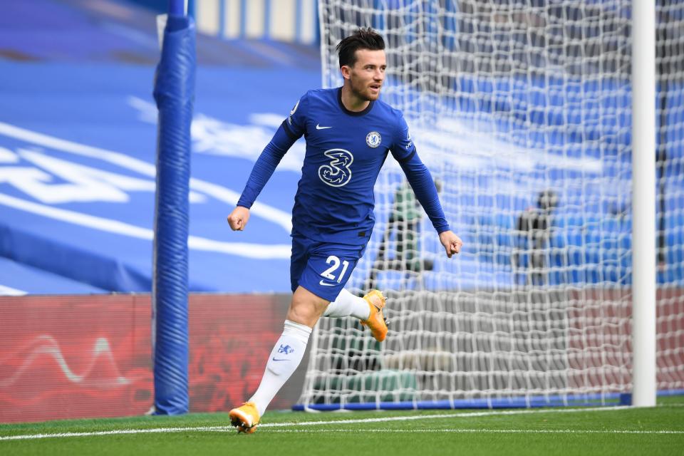 Ben Chilwell celebrates scoring his first goal for Chelsea (Getty)