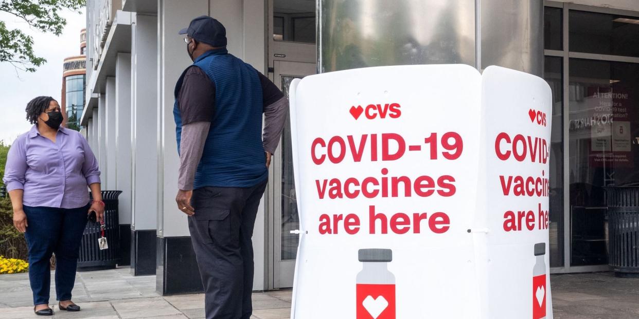 Sign for COVID-19 vaccine outside CVS